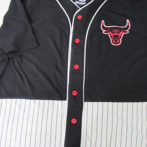 Chicago Bull NBA #66 Black White Snap Button Cotton Blend Jersey - Picture 7 of 10